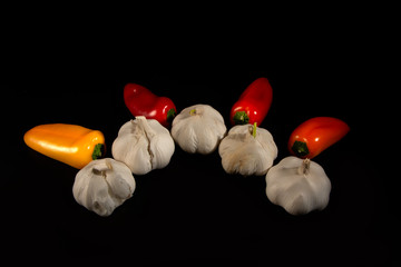 closeup different colors of mini sweet paprika