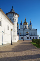 Seating courtyard and Sophia-Assumption Cathedral. Tobolsk Kremlin. Tobolsk. Russia