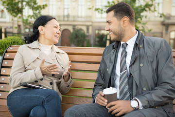 Business colleagues meeting outdoors