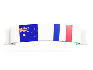 Banner with two square flags of Australia and france