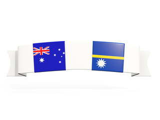 Banner with two square flags of Australia and nauru