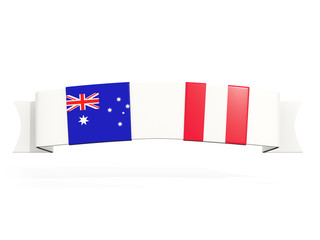 Banner with two square flags of Australia and peru