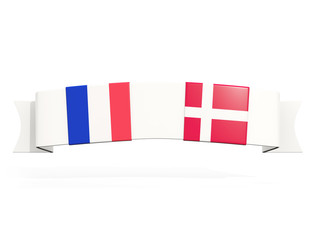 Banner with two square flags of France and denmark