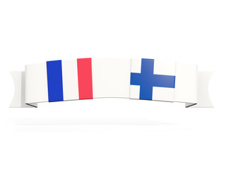 Banner with two square flags of France and finland