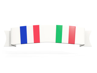 Banner with two square flags of France and italy