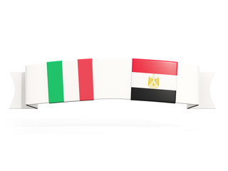 Banner with two square flags of Italy and egypt