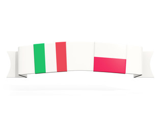 Banner with two square flags of Italy and poland