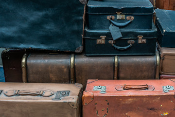 Obraz na płótnie Canvas Decorative vintage suitcases Background