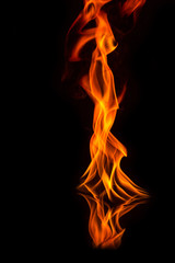 Fototapeta premium Fire flames on a black background