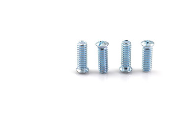 screwed screws nuts against isolated on white