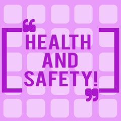 Conceptual hand writing showing Health And Safety. Business photo showcasing being in good condition harmless Workouts Healthy food