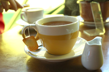 Hot tea with milk