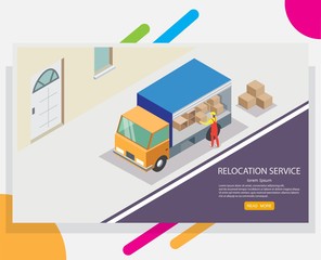 Relocation service vector web banner design template