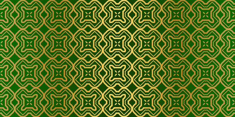 Fototapeta premium Geometric Modern Luxury Ornament. Seamless Vector Pattern. For Wallpaper, Invitation, Fashion Design. Green gold color