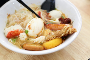 seafood yentafo noodle of asia food tasty