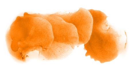 Abstract watercolor background hand-drawn on paper. Volumetric smoke elements. Orange color. For design, web, card, text, decoration, surfaces.