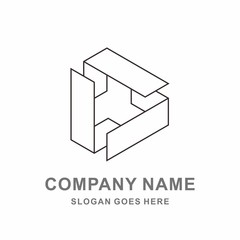 Geometric Triangle Cube Space Box Architecture Interior Construction Business Company Stock Vector Logo Design Template