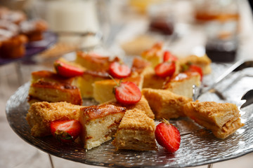 pie with sliced fresh strawberry