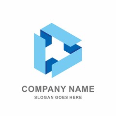 Geometric Triangle Cube Space Box Architecture Interior Construction Business Company Stock Vector Logo Design Template