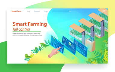 Smart Farming Full Control. Isometric Landing Page