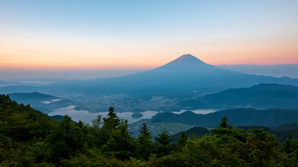 Fototapeta na wymiar Sunrise in early morning at Fuji mount in summer season as beautiful scene