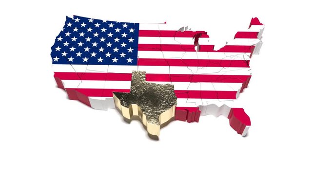 The State Of Texas. USA political map. 57