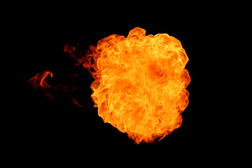 Fire flames on black background.
