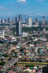 Aerial view of dense buildings and houses at Manila, Philippines