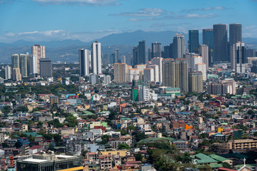 Aerial view of dense buildings and houses at Manila, Philippines