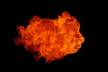 Fire flames on black background.