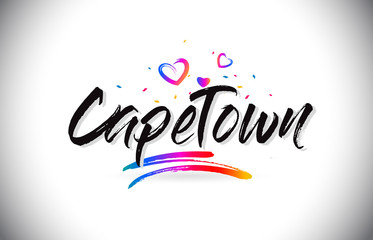 CapeTown Welcome To Word Text with Love Hearts and Creative Handwritten Font Design Vector.
