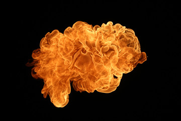 Fire flames on black background.