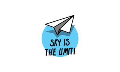 Sky is the limit paper plane quote poster