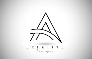 A Letter Logo Monogram Vector Design. Creative A Letter Icon with Black Lines