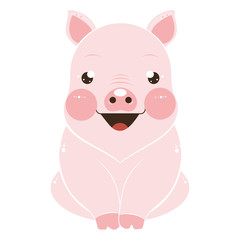 Cute pink pigs characters. Happy pig