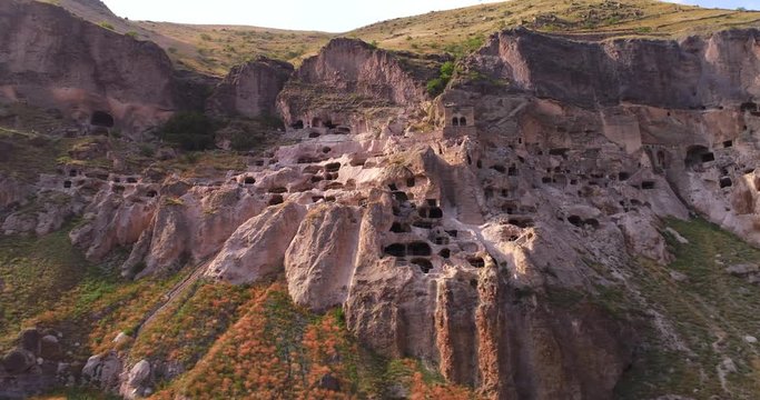 Vardzia cave monastery Georgian landmark Aerial Summer