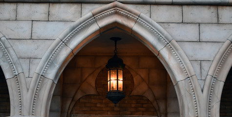 rustic light in archway
