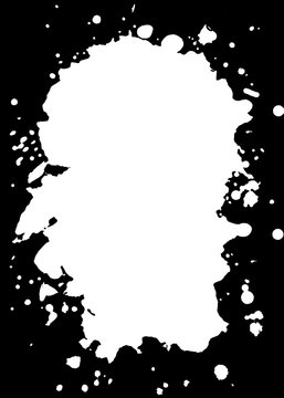 Ink and Splatter Decorative Black & White Photo Frame. Type Text Inside, Use as Overlay or for Layer / Clipping Mask