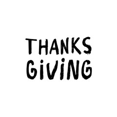 black inscription thanksgiving isolated
