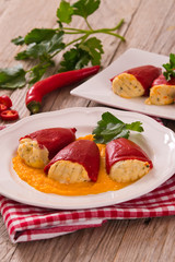 Fototapeta na wymiar Stuffed piquillo peppers with cod.