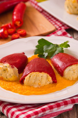 Stuffed piquillo peppers with cod.