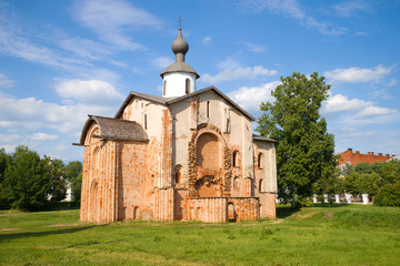Fototapeta na wymiar The Church of St. Paraskeva Friday on a sunny July afternoon. Veliky Novgorod, Russia