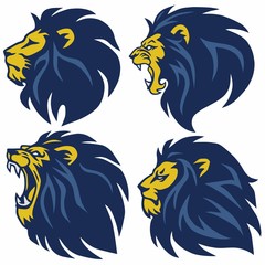 Lion Head Logo Set Template. Premium Collection Vector