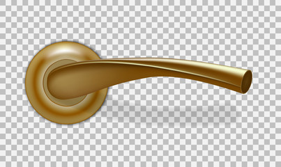Metal handle with push mechanism for entrance and interior doors, in a realistic style. Isolated on a transparent background. Vector illustration