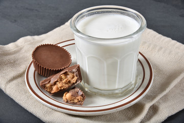 Milk and peanut butter cups