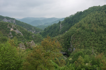 Fototapeta na wymiar View of Katusnica river canyon near Gostilje waterfalls in Zlatibor region, Serbia.