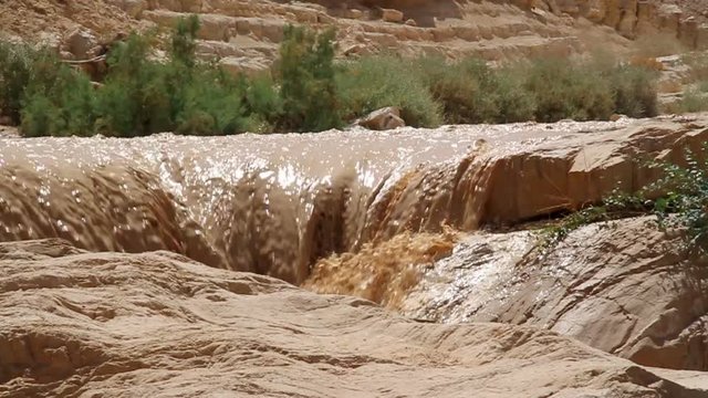 Flash flood in the desert of Nahal Zin Negev