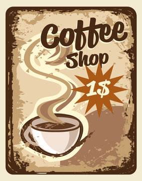 background with cup of coffee vintage