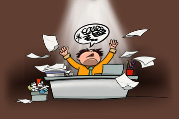 A mad man with annoyed business papers