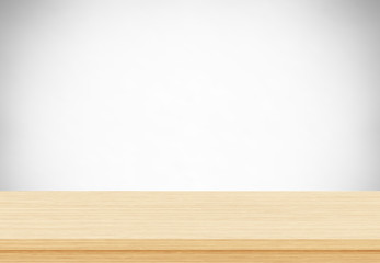 Empty wood table top on gray background, Template mock up for display of product